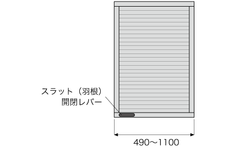 単体タイプのスラット(羽根)開閉レバーの標準位置の確認